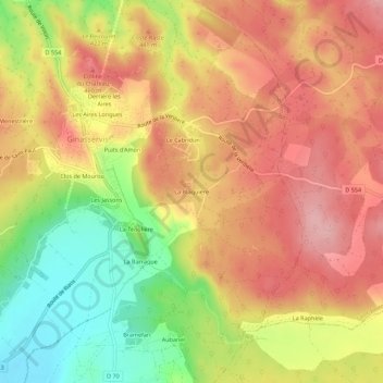 Mappa topografica La Blaquière, altitudine, rilievo