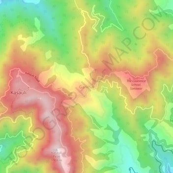 Mappa topografica Garkhal, altitudine, rilievo