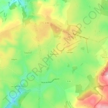 Mappa topografica Martouret, altitudine, rilievo