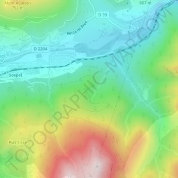 Mappa topografica Castès, altitudine, rilievo
