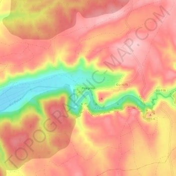 Mappa topografica Pelegrina, altitudine, rilievo