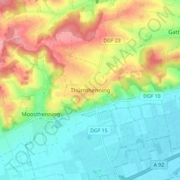 Mappa topografica Thürnthenning, altitudine, rilievo