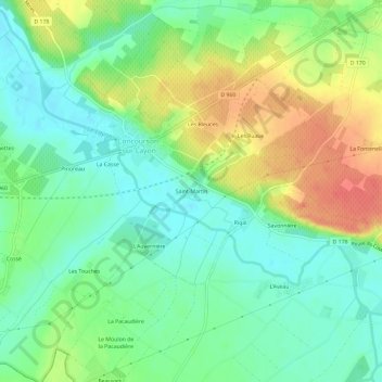 Mappa topografica Saint-Martin, altitudine, rilievo