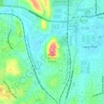 Mappa topografica Mount Rachel, altitudine, rilievo