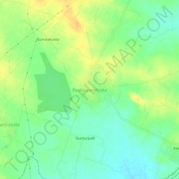 Mappa topografica Peddapendyala, altitudine, rilievo