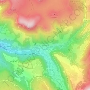 Mappa topografica La Fougère, altitudine, rilievo
