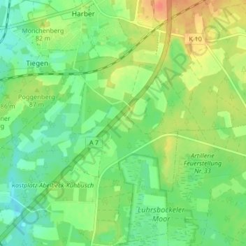 Mappa topografica Abelbeck, altitudine, rilievo