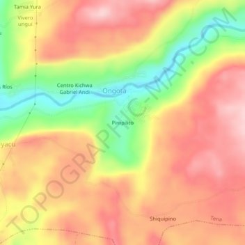 Mappa topografica Pimpilito, altitudine, rilievo