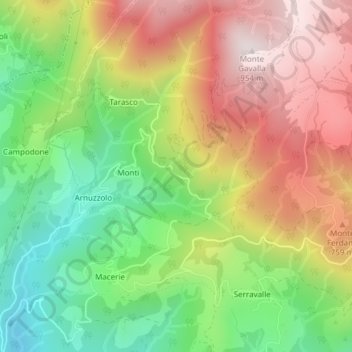 Mappa topografica Dobbiana, altitudine, rilievo