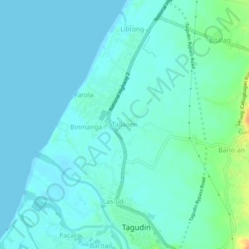 Mappa topografica Tallaoen, altitudine, rilievo