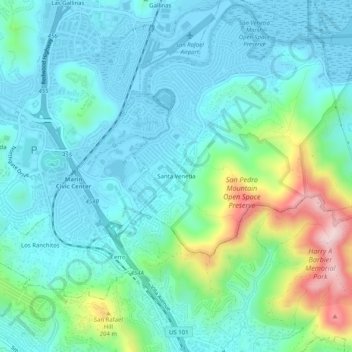 Mappa topografica Santa Venetia, altitudine, rilievo