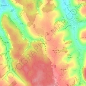 Mappa topografica Belle Épine, altitudine, rilievo