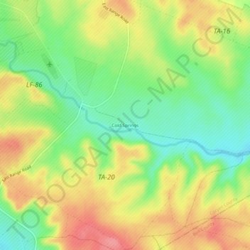 Mappa topografica Cold Springs, altitudine, rilievo