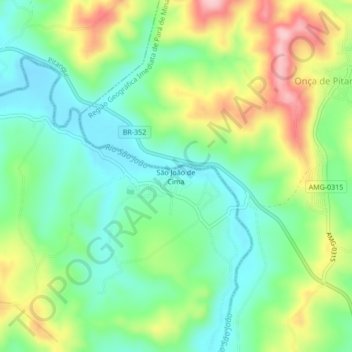 Mappa topografica São João de Cima, altitudine, rilievo