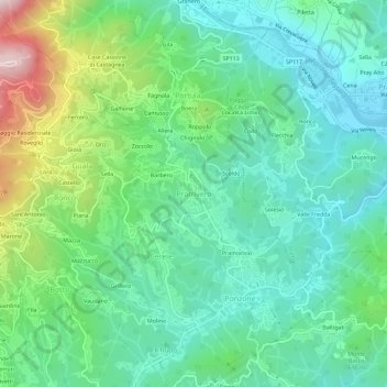 Mappa topografica Pratrivero, altitudine, rilievo