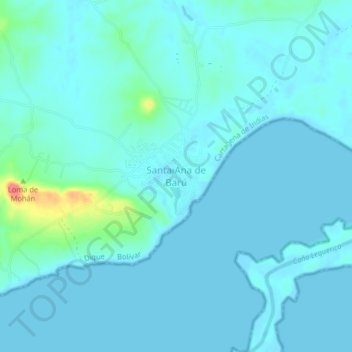 Mappa topografica Santa Ana de Barú, altitudine, rilievo