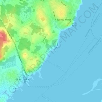 Mappa topografica Centreville, altitudine, rilievo
