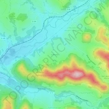 Mappa topografica Le Boulay, altitudine, rilievo