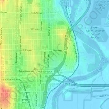 Mappa topografica Garfeild Tree, altitudine, rilievo