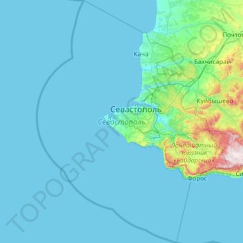 Mappa topografica 塞瓦斯托波尔, altitudine, rilievo