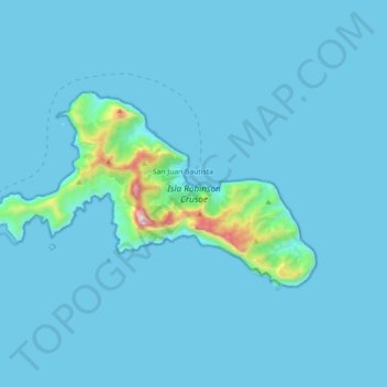 Mappa topografica Isla Robinson Crusoe, altitudine, rilievo