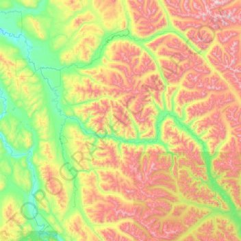 Mappa topografica Big Salmon River, altitudine, rilievo