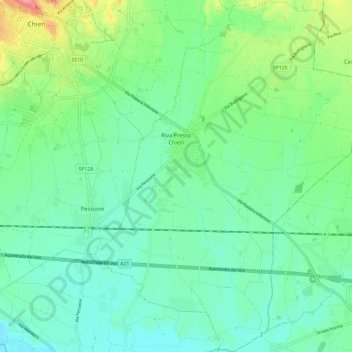 Mappa topografica Riva Presso Chieri, altitudine, rilievo