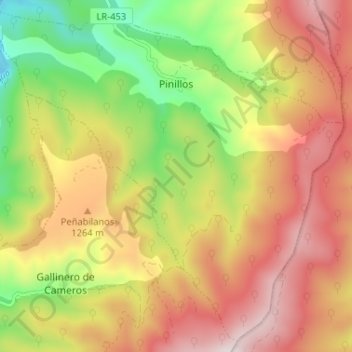 Mappa topografica Pinillos, altitudine, rilievo