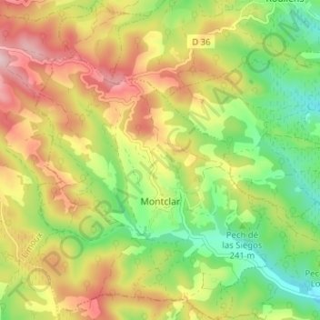 Mappa topografica Montclar, altitudine, rilievo