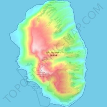 Mappa topografica Alexander Selkirk (isola), altitudine, rilievo
