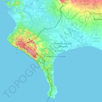Mappa topografica Distrito Barú, altitudine, rilievo