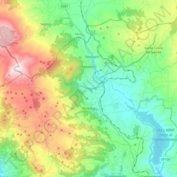 Mappa topografica Morcone, altitudine, rilievo