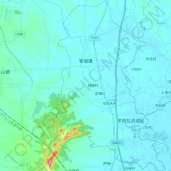 Mappa topografica 宝堰镇, altitudine, rilievo