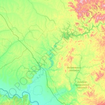 Mappa topografica Бурейский муниципальный округ, altitudine, rilievo