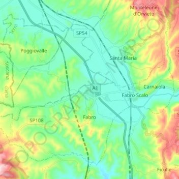 Mappa topografica Fabro, altitudine, rilievo