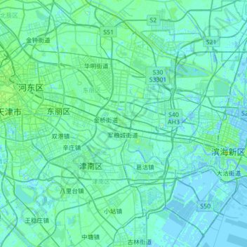 Mappa topografica 海河, altitudine, rilievo