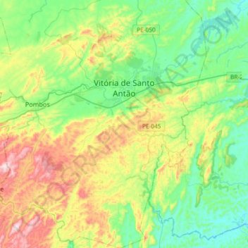 Mappa topografica Vitória de Santo Antão, altitudine, rilievo