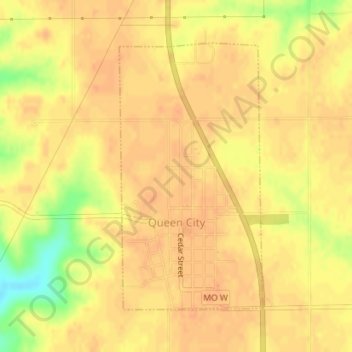 Mappa topografica Queen City, altitudine, rilievo