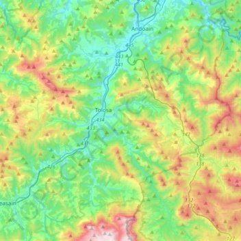 Mappa topografica Tolosaldea, altitudine, rilievo