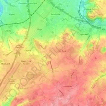 Mappa topografica Beek, altitudine, rilievo