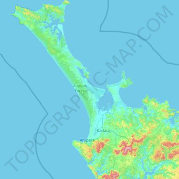 Mappa topografica Te Hiku Community, altitudine, rilievo