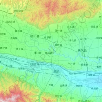 Mappa topografica 岐山县, altitudine, rilievo