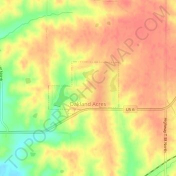 Mappa topografica Oakland Acres, altitudine, rilievo
