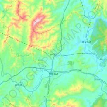 Mappa topografica 禄脿街道, altitudine, rilievo