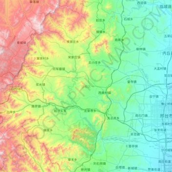 Mappa topografica 信都区, altitudine, rilievo