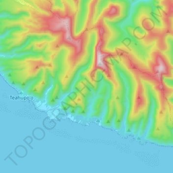 Mappa topografica Teahupoo, altitudine, rilievo