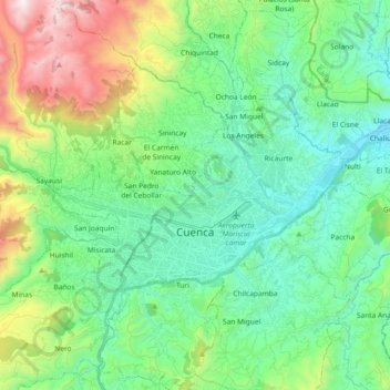 Mappa topografica Cuenca, altitudine, rilievo