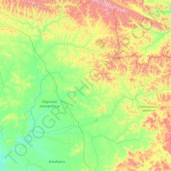 Mappa topografica городское поселение Февральск, altitudine, rilievo
