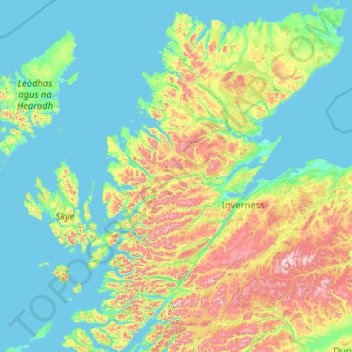 Mappa topografica Highland, altitudine, rilievo
