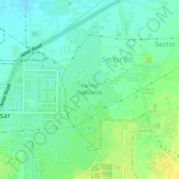Mappa topografica Karma Lakelands, altitudine, rilievo